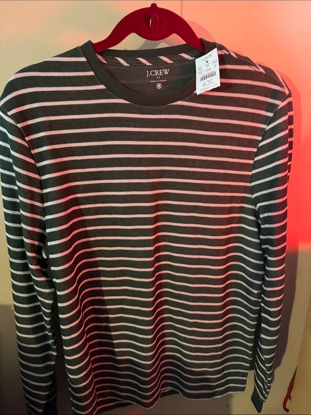 J. Crew Men’s Black & White Striped Long-Sleeve Tee